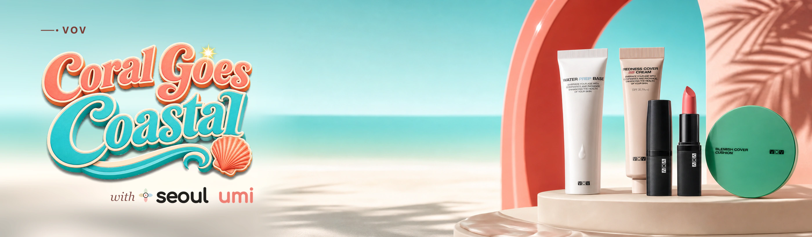 VOV Coral Goes Coastal makeup campaign