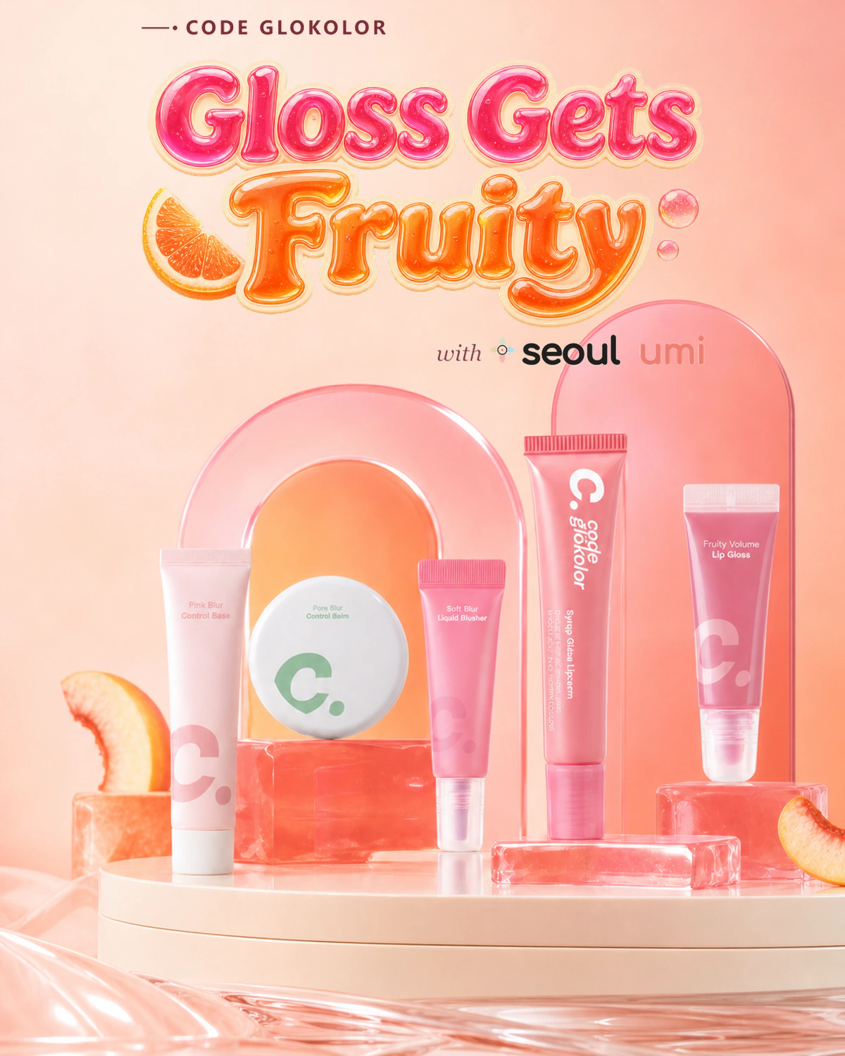 CODE GLOKOLOR Gloss Gets Fruity makeup campaign