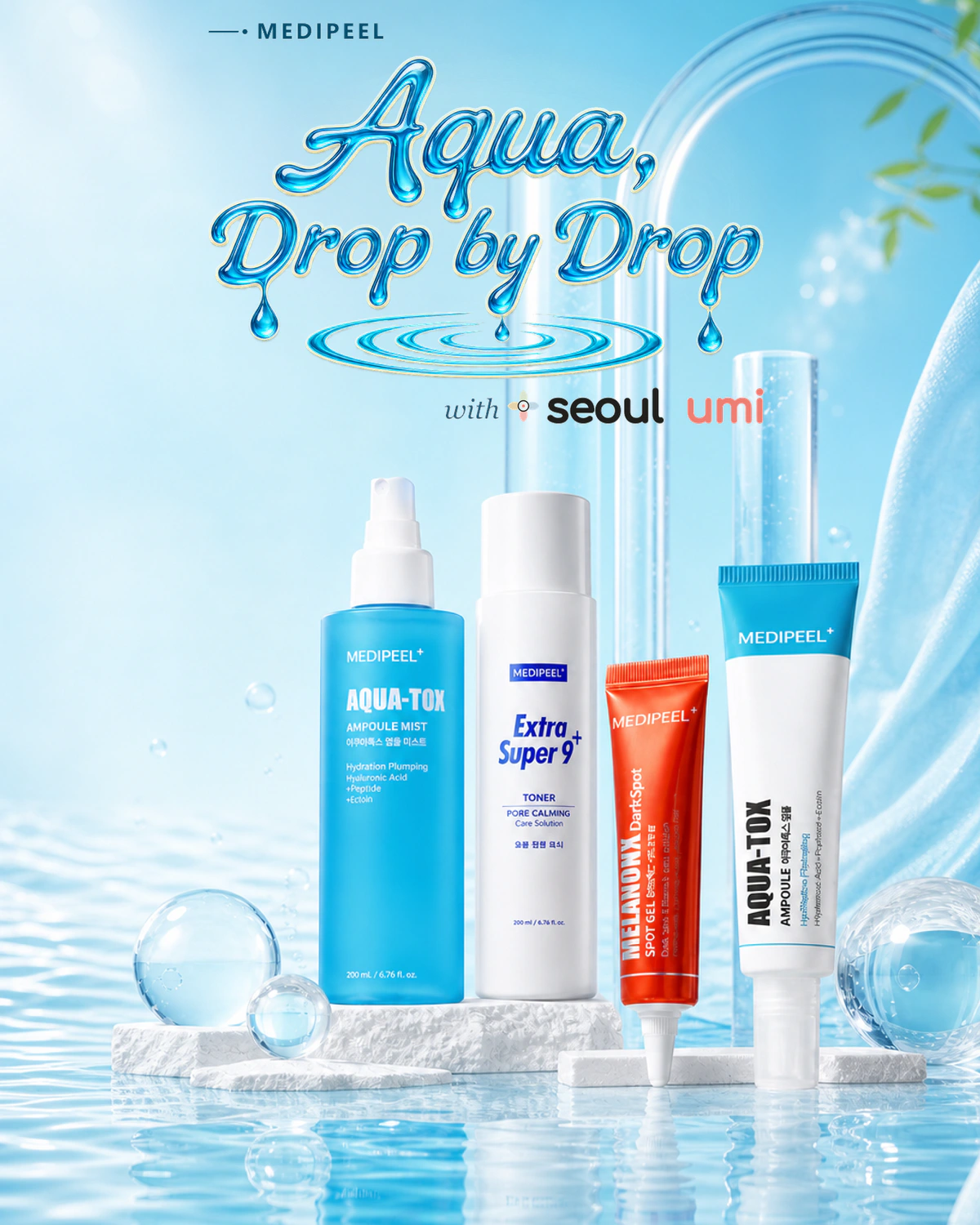 MEDIPEEL Aqua Drop by Drop skincare campaign