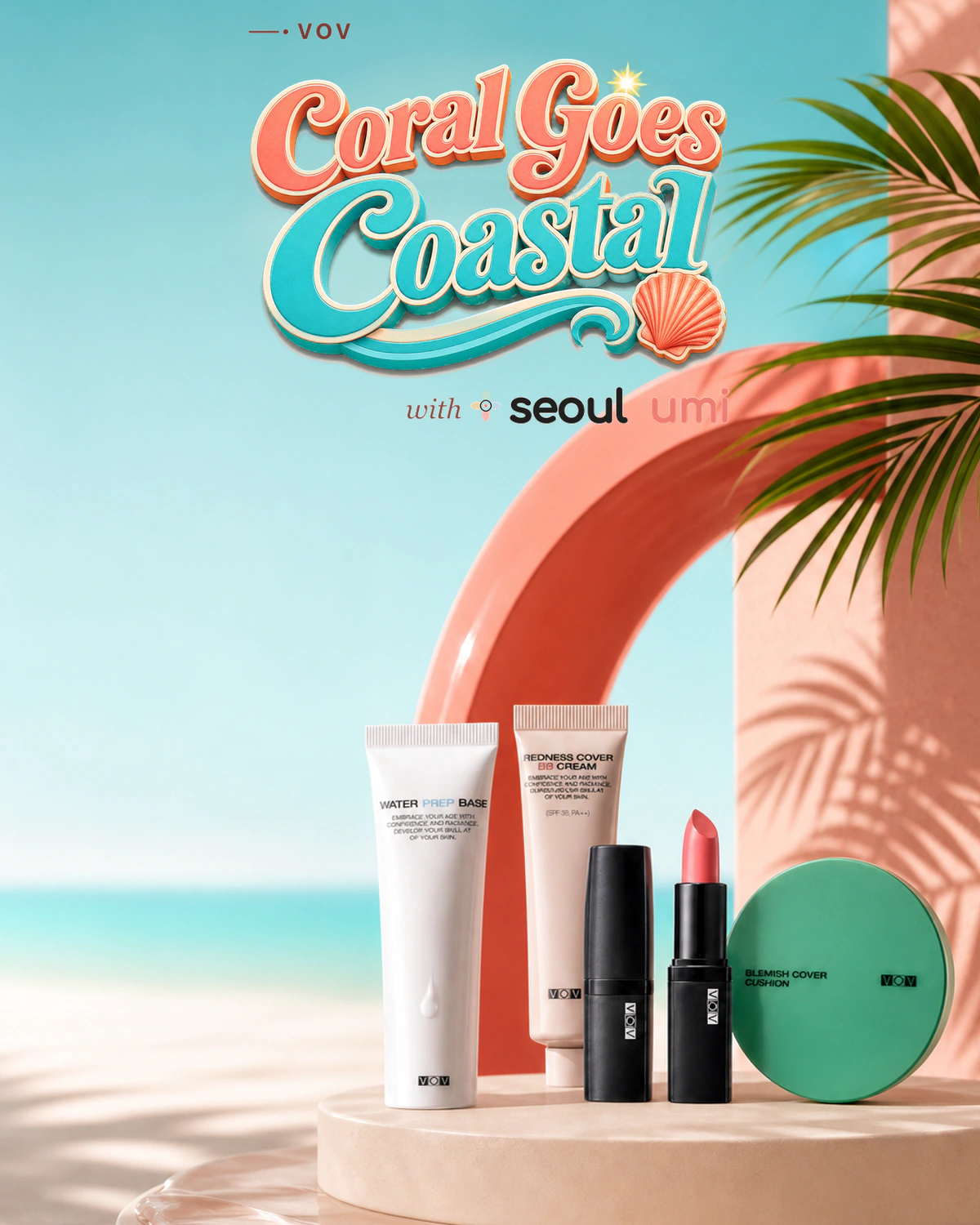 VOV Coral Goes Coastal makeup campaign
